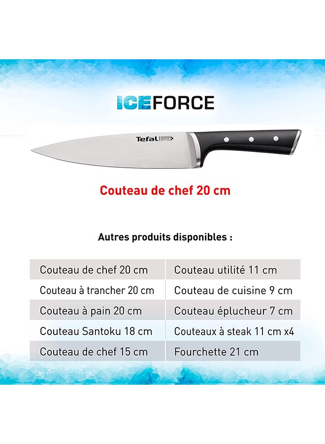 TEFAL Ice Force Santoku Knife | 18 Cm | Kitchen Knife | German Stainless Steel Blade | Long-Lasting Cutting Performance and Sharpness | Dishwasher safe | Silver/Black | K2320614 Black 18cm