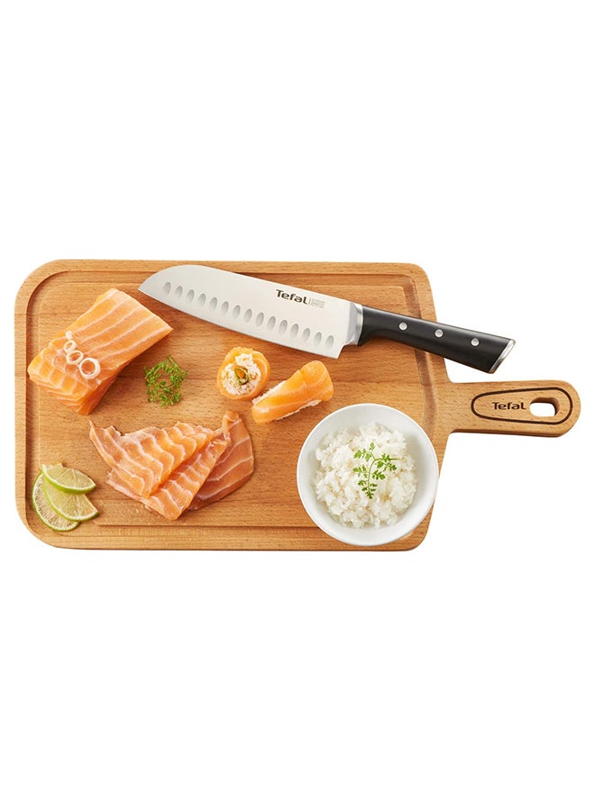 TEFAL Ice Force Santoku Knife | 18 Cm | Kitchen Knife | German Stainless Steel Blade | Long-Lasting Cutting Performance and Sharpness | Dishwasher safe | Silver/Black | K2320614 Black 18cm