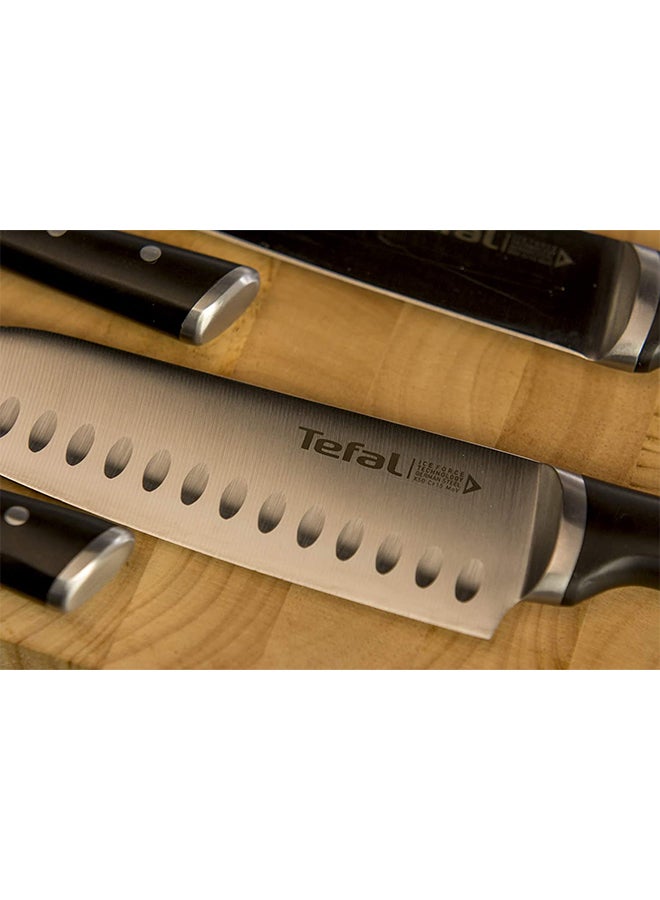 TEFAL Ice Force Santoku Knife | 18 Cm | Kitchen Knife | German Stainless Steel Blade | Long-Lasting Cutting Performance and Sharpness | Dishwasher safe | Silver/Black | K2320614 Black 18cm