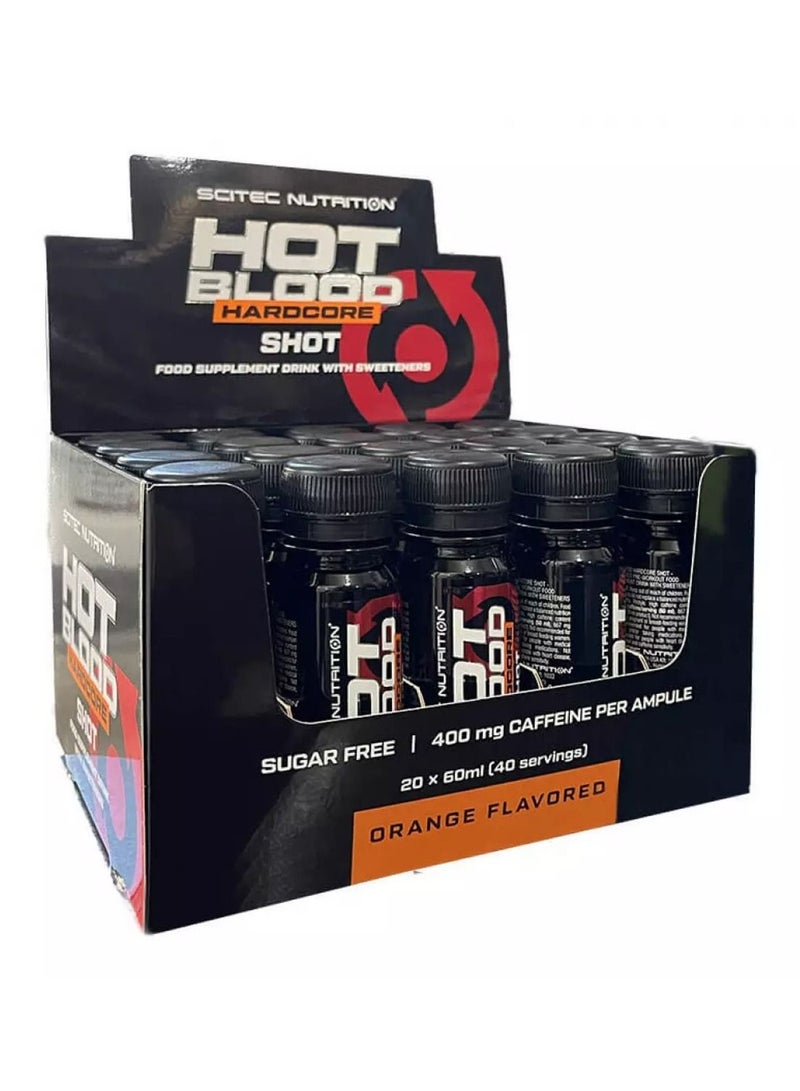 Hot Blood Shots Pre Workout 20 Shots in One Box 60 ml each