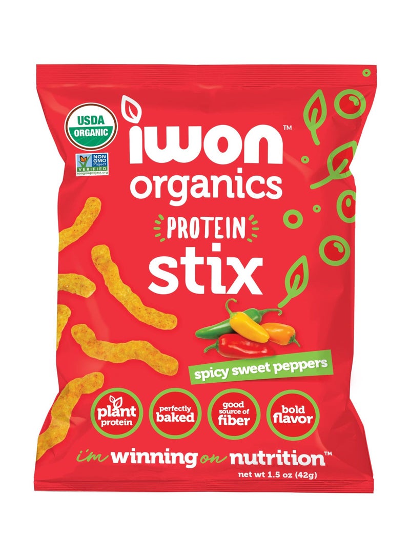Organics Spicy Sweet Pepper Flavor Snack Stix, High Protein Healthy Snacks, 8 Bags 42 gm
