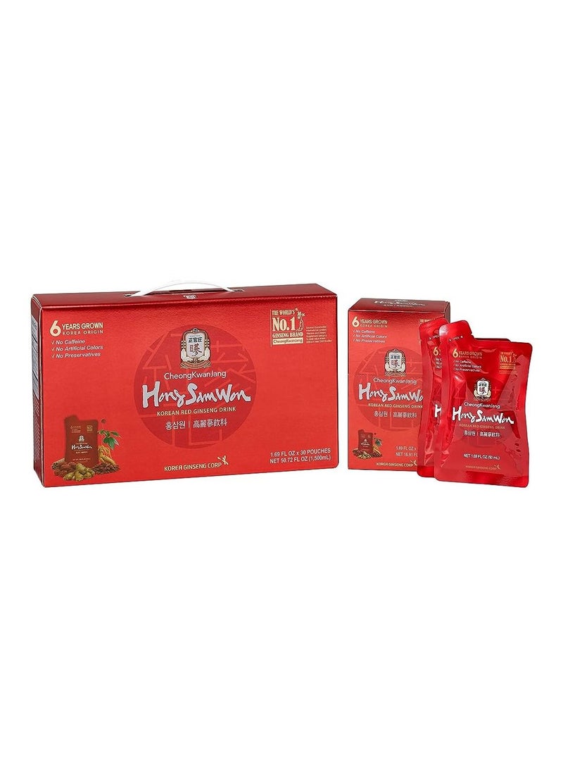 Hong Sam Won Korean Red Ginseng Drink  Set of 3 Boxes (50ml x 10 Pouches Per Box)