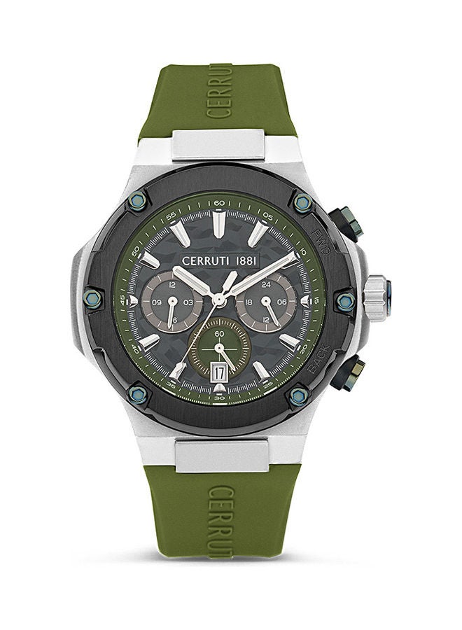 Men's Round Shape Silicone Band Analog Wrist Watch CIWGQ2224301 - 44 mm - Olive