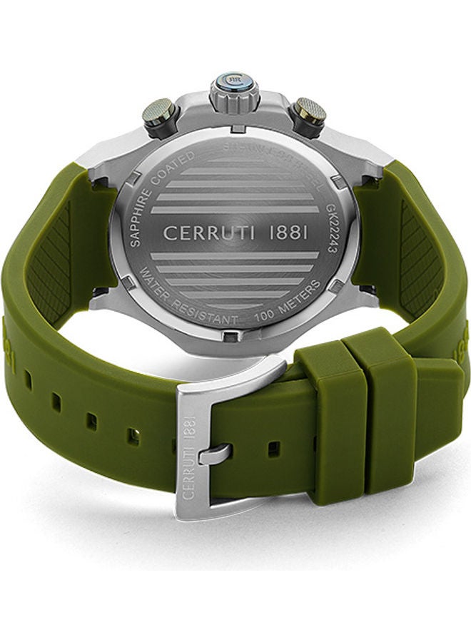 Men's Round Shape Silicone Band Analog Wrist Watch CIWGQ2224301 - 44 mm - Olive
