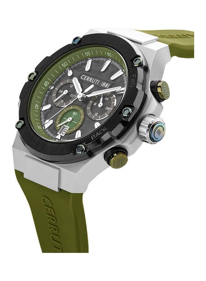 Men's Round Shape Silicone Band Analog Wrist Watch CIWGQ2224301 - 44 mm - Olive