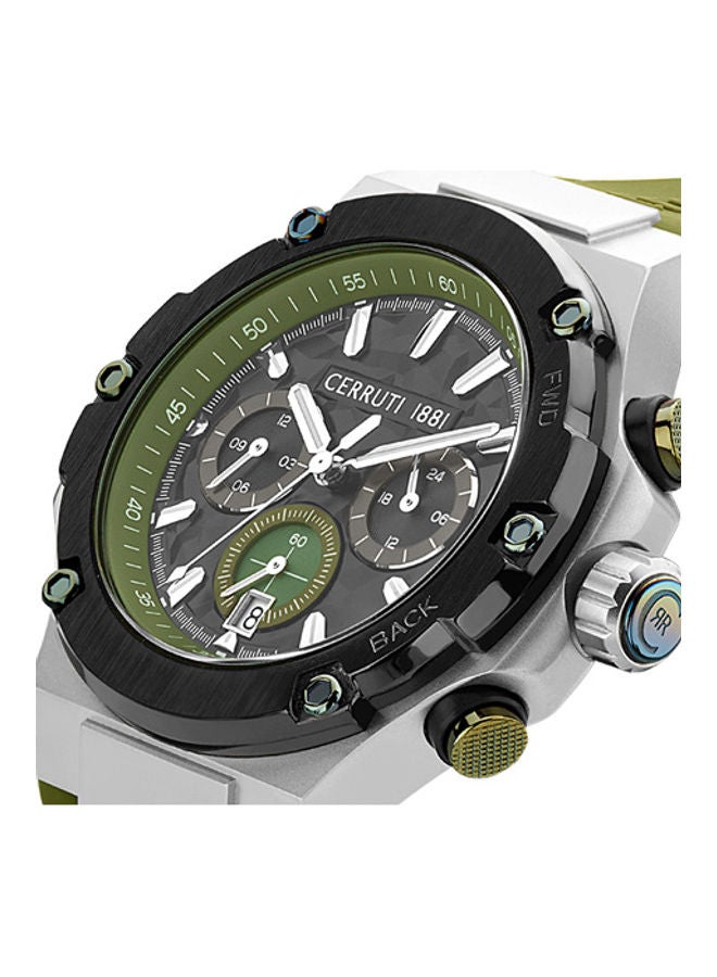 Men's Round Shape Silicone Band Analog Wrist Watch CIWGQ2224301 - 44 mm - Olive