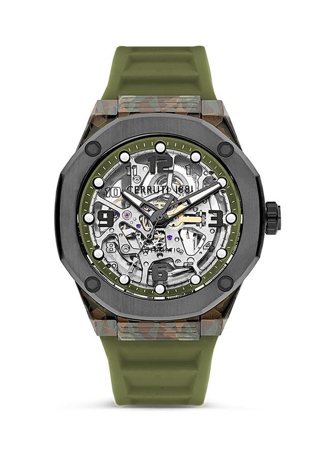 Men's Round Shape Silicone Band Analog Wrist Watch CIWGR2223904 - 45.5 mm - Green