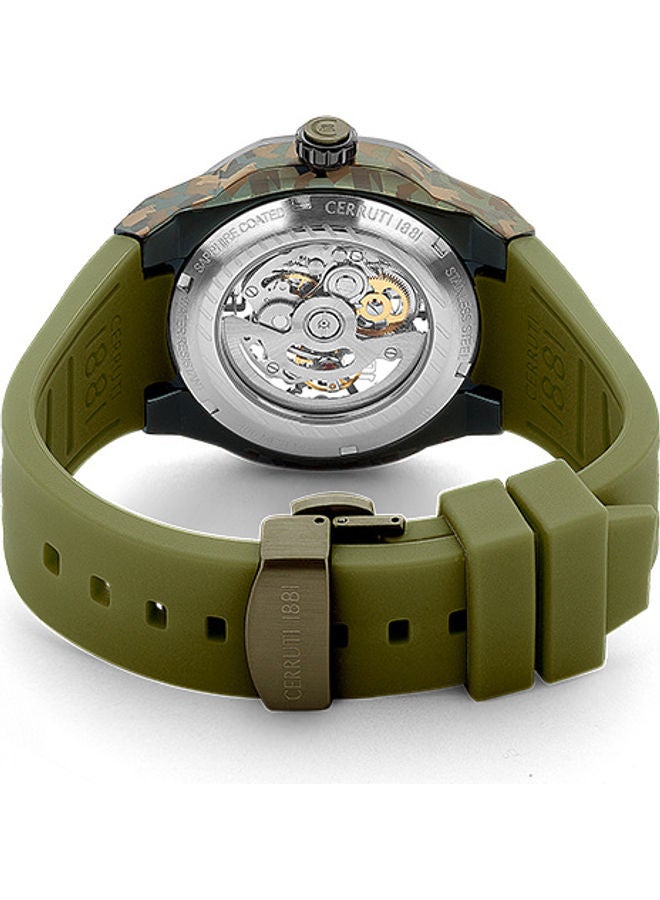 Men's Round Shape Silicone Band Analog Wrist Watch CIWGR2223904 - 45.5 mm - Green