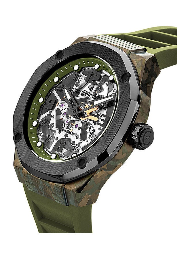 Men's Round Shape Silicone Band Analog Wrist Watch CIWGR2223904 - 45.5 mm - Green