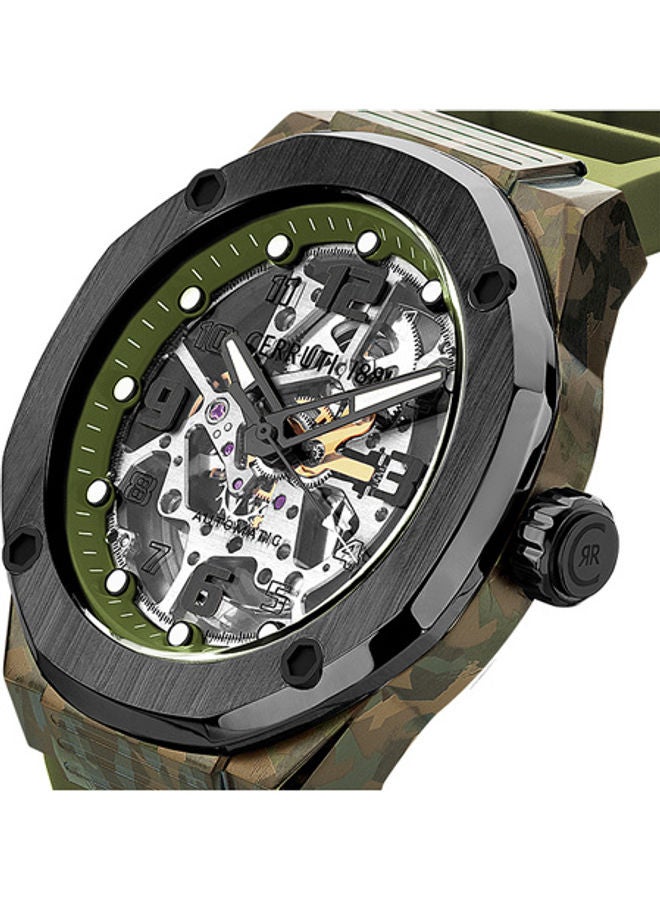 Men's Round Shape Silicone Band Analog Wrist Watch CIWGR2223904 - 45.5 mm - Green