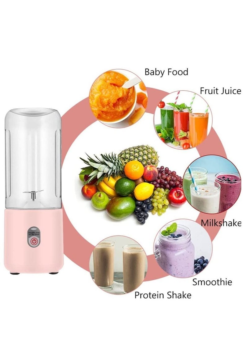 Powerful Mini Blender with 6 Blades,Portable USB Rechargeable Fruit Juice Mixer, Personal Size for Smoothies and Shakes Juicer Cup Travel 500ML,Fruit Juice, Milk