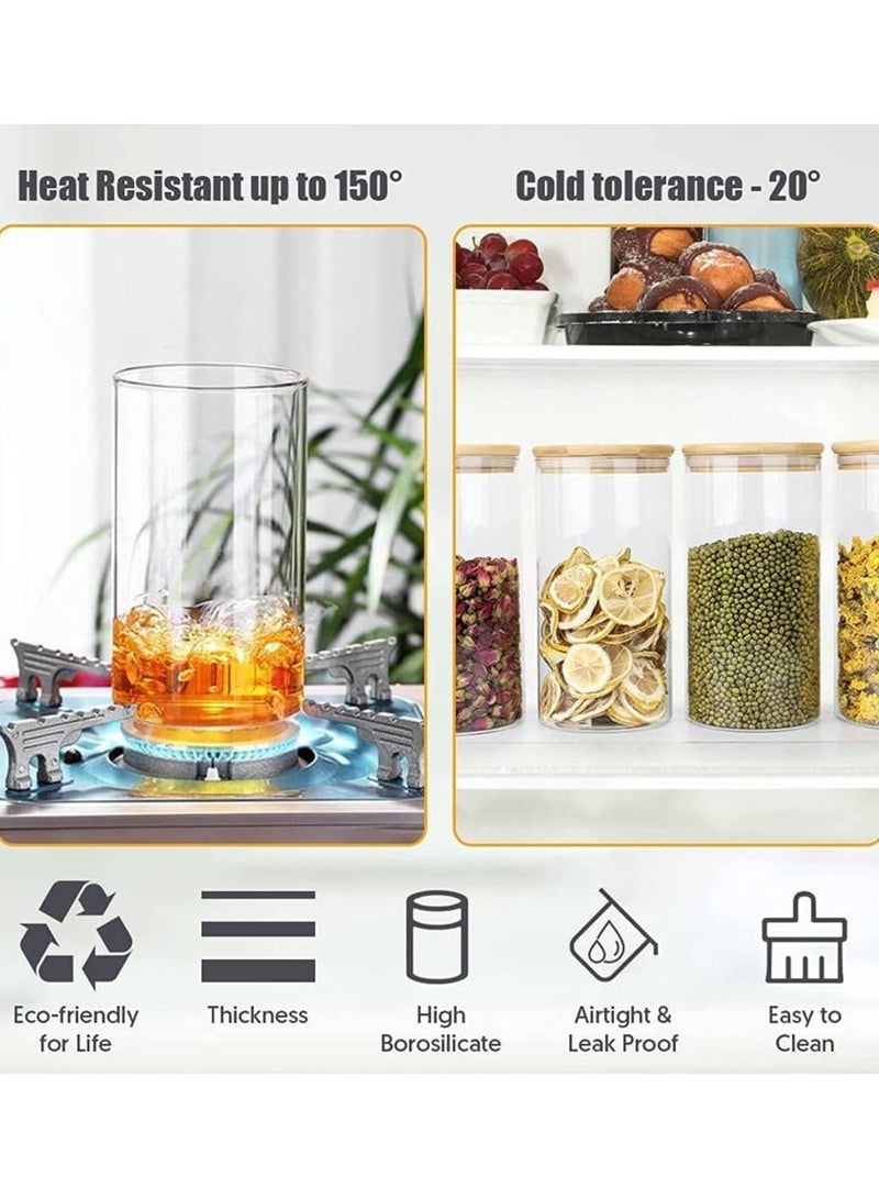 6 piece Glass Storage Jar with Bamboo Lids,Glass Airtight Canisters sets,Spice Jar, Pantry Organization and Storage Containers Ideal for Sugar, Coffee, Cookie, Candy,Cereals (700ml/24.6 oz)