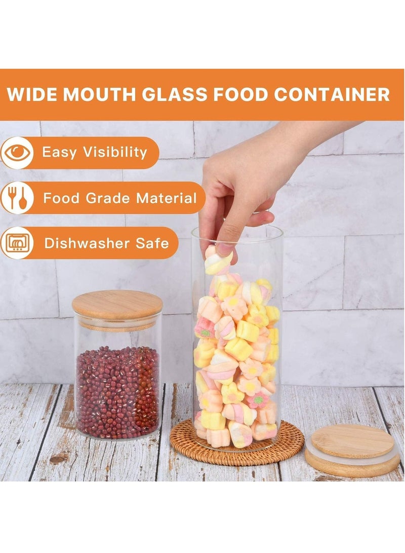 6 piece Glass Storage Jar with Bamboo Lids,Glass Airtight Canisters sets,Spice Jar, Pantry Organization and Storage Containers Ideal for Sugar, Coffee, Cookie, Candy,Cereals (700ml/24.6 oz)