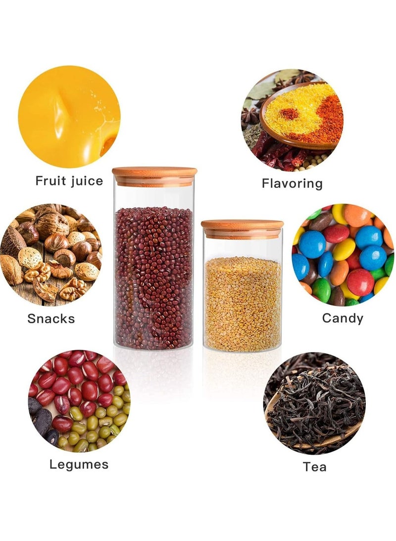 6 piece Glass Storage Jar with Bamboo Lids,Glass Airtight Canisters sets,Spice Jar, Pantry Organization and Storage Containers Ideal for Sugar, Coffee, Cookie, Candy,Cereals (700ml/24.6 oz)