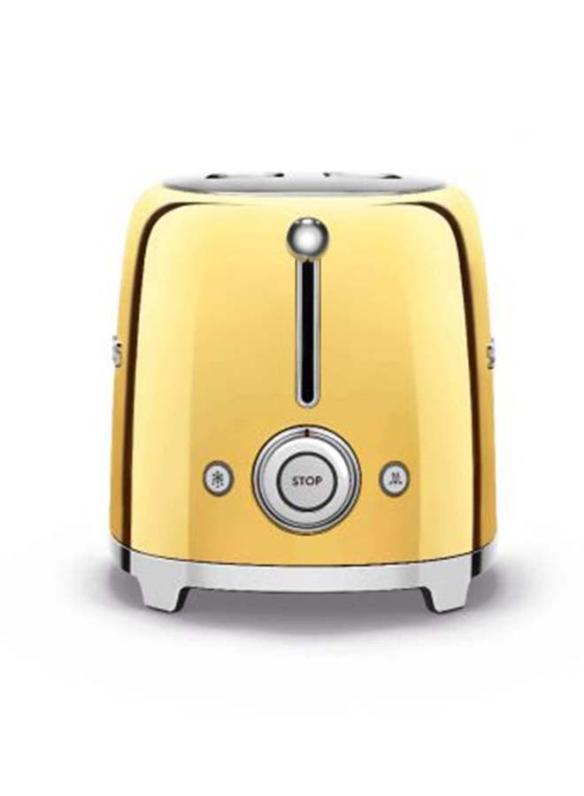 50's Retro Style Aesthetic 2 Slice Toaster 950 W 1035 W TSF01GOAU Gold