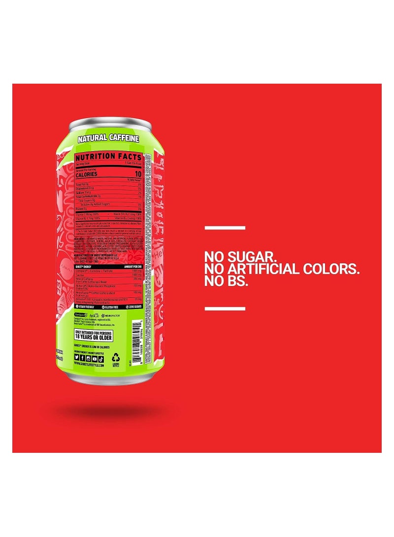 Energy Sugar-Free Energy Drink - 12-Pack, Cherry Limeade, 16oz Cans - Energy & Focus -200mg of Natural Caffeine, L-Carnitine & Taurine -Soy, Gluten-Free, Vegan
