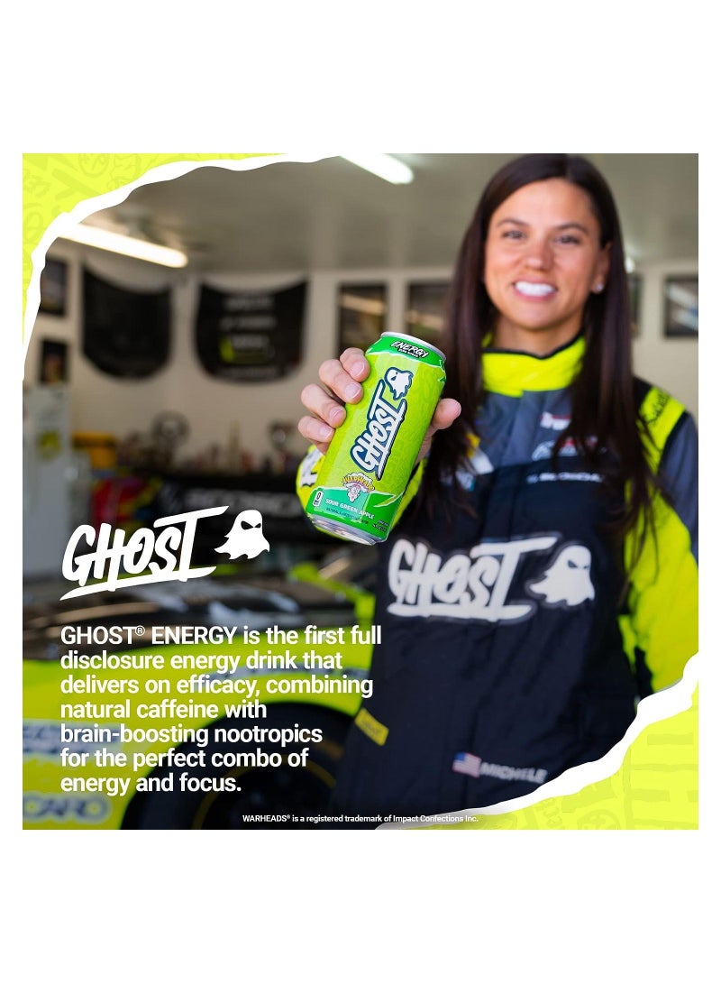 GHOST Energy Drink - 12-Pack, Warheads Sour Green Apple