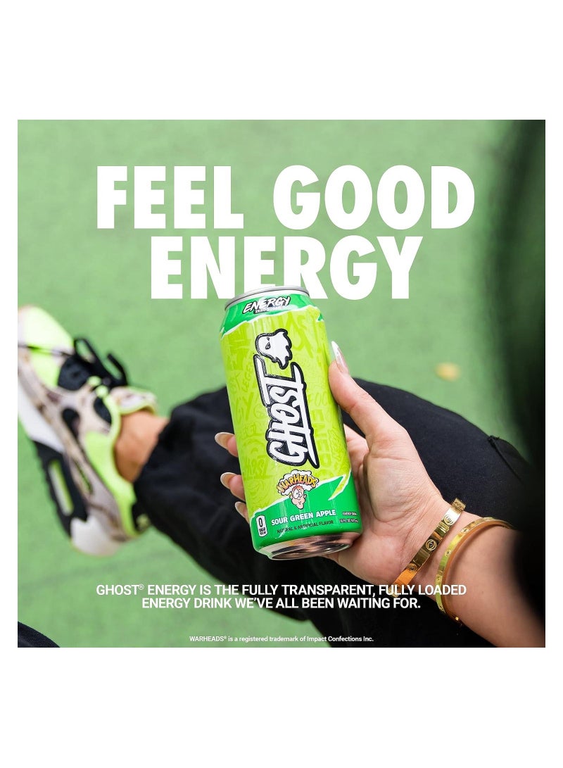 GHOST Energy Drink - 12-Pack, Warheads Sour Green Apple