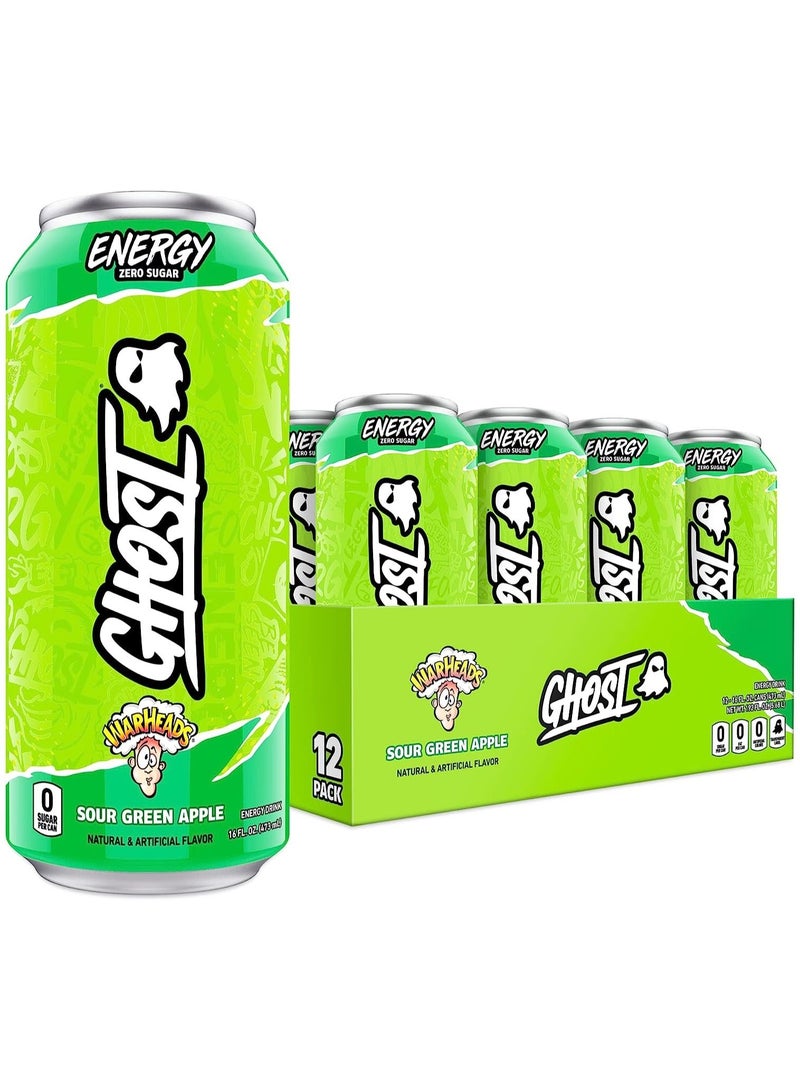 GHOST Energy Drink - 12-Pack, Warheads Sour Green Apple