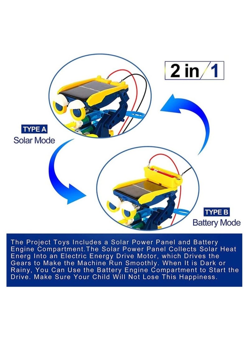 Robot Toy, STEM Solar Project Toys, 11-in-1 Kit, 231 Pieces and Cell Powered 2 in 1, Educational DIY Assembly Kit for Kids Aged 8+
