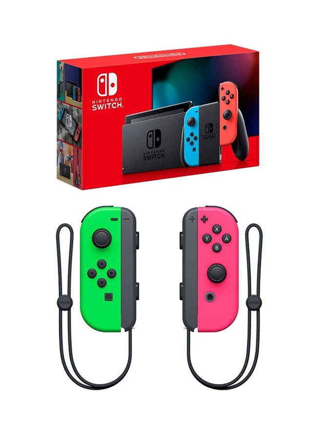 Switch Console (Extended Battery) and Neon Blue and Red Joy‑Con With Extra Neon Pink and Neon Green Joy‑Con