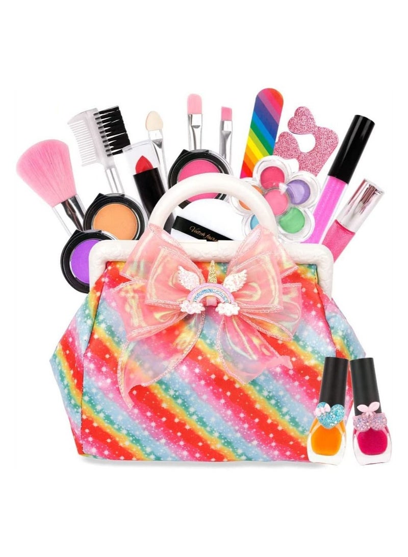 Kids Makeup Kit for Girls, Children's Kit, Bags with Mirror Makeup, Suitable Girls' Non -toxic, Washed Role -Playing Young Girls