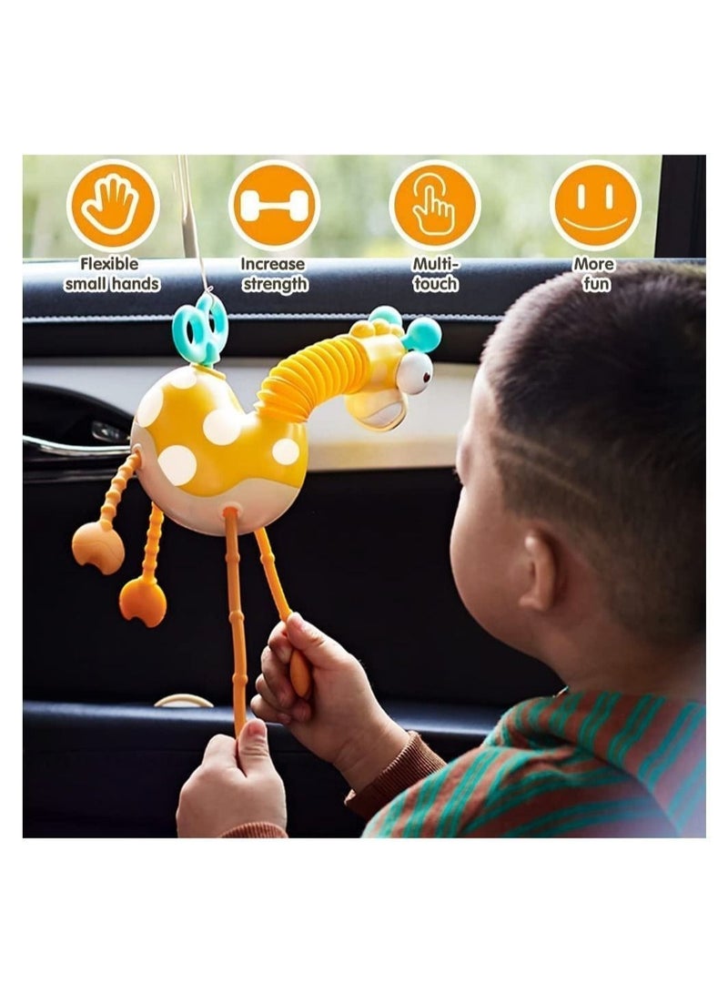 Baby Sensory Toys, Montessori Food Grade Silicone Pull String Activity Toy, Giraffe Toy with Twisting Clockwork & Neck Pop Tube for Fine Motor Skills, Travel Toys Babies, Infants Toddlers 18M+