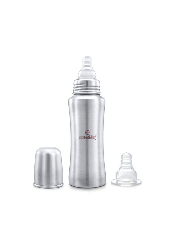 Stainless Steel Infant Baby Feeding Bottle Milk Bottle For New Born Baby(240 Ml 1 Extra Nipple Free)