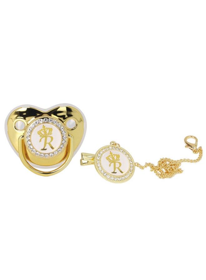 Golden Letter Baby Pacifier Baby Pacifier With Pacifier Clips Bling Newborn Pacifier Baby Soother For Baby Shower Anniversary Birthday