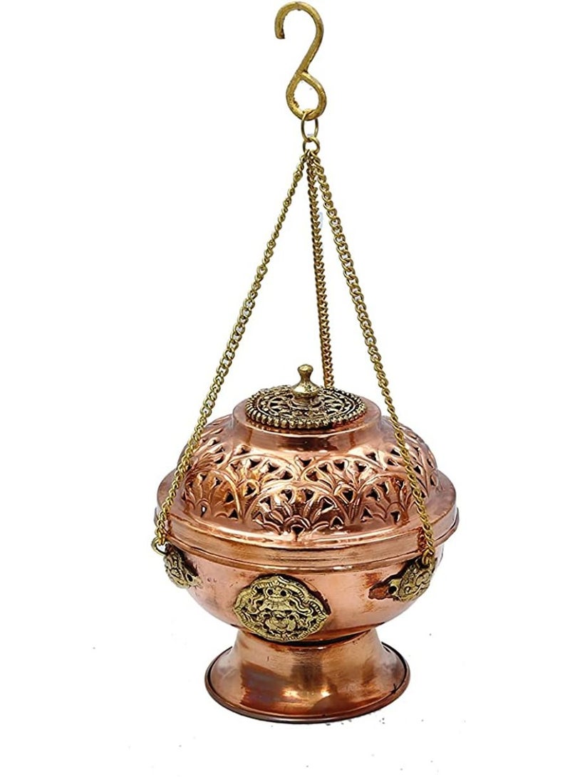 Tibetan Hanging Incense Burner Copper And Brass With Stones Hanging Burner