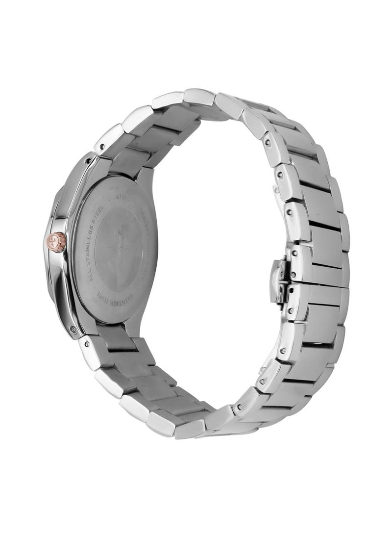 JOVIAL 4758 LSMQ 02E  Woman's Fashion, Analog  Stainless Steel Band Watch, 36mm, Grey