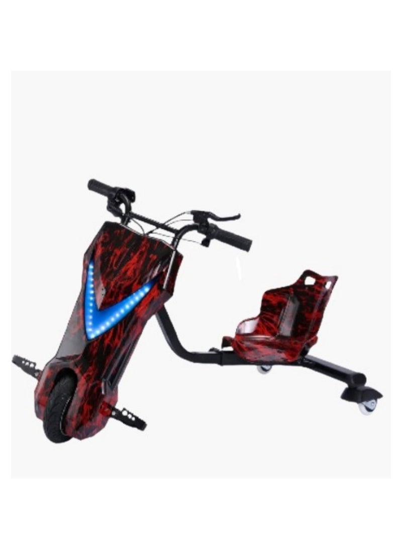 3 Wheel 36 V Electric Drifting Scooter 360 Degree Rotation with Led Light Comfortable Seat  Red/Black