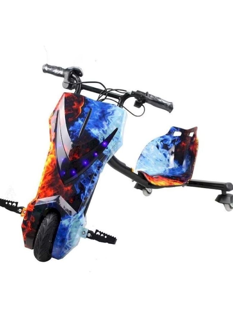 3 Wheel 36 V Electric Drifting Scooter 360 Degree Rotation with LED Light Comfortable Seat Flame Colour