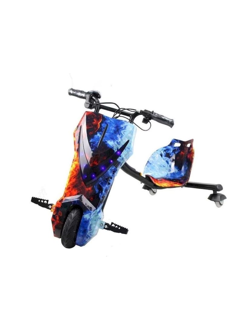 3 Wheel 36 V Electric Drifting Scooter 360 Degree Rotation with LED Light Comfortable Seat Flame Colour