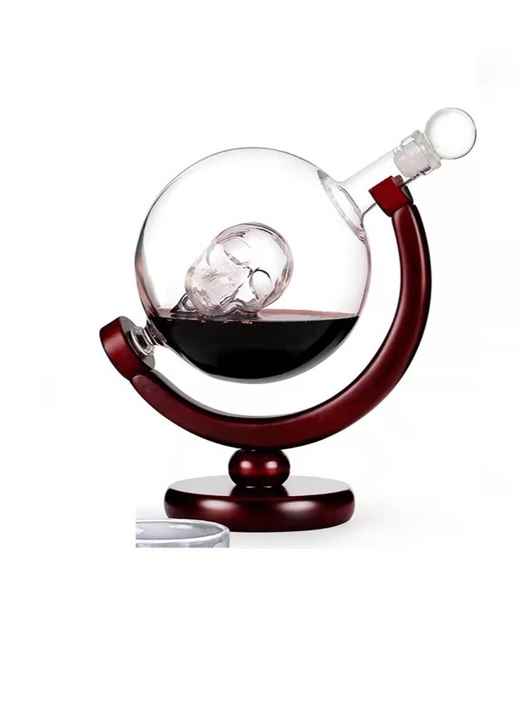 Crafted Glass Skeleton Globe Decanter - 800ml Decanter and Dispenser for Drinks