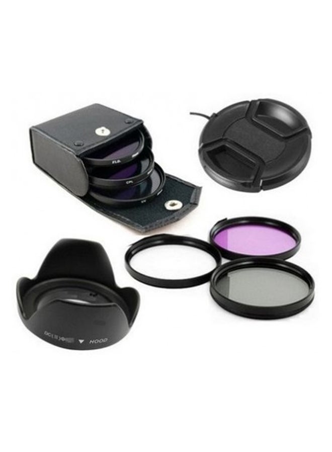 7-Piece Professional Lens Hood With Pouch For Nikon DSLR Camera Set Black