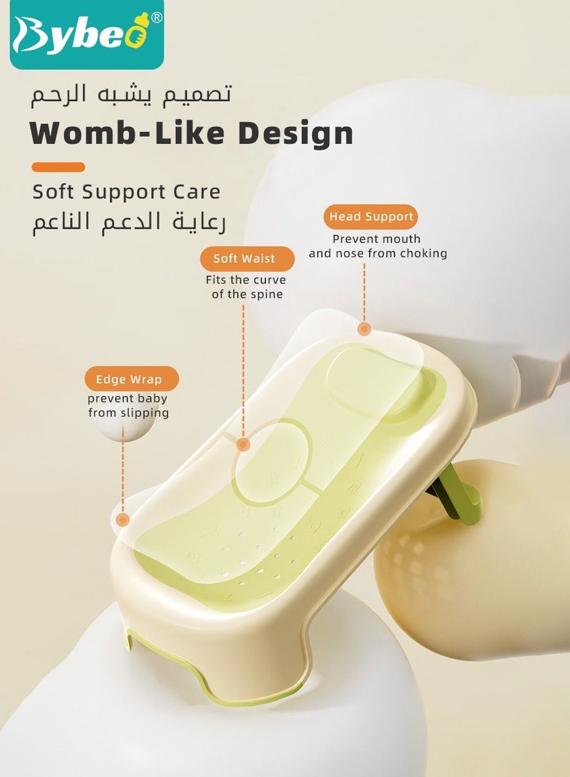 7 PCS Baby Bath Chair Infant Bather Support With Hair Washing Shampoo Cup + Brush + 4 Ducks For Newborn to Toddler Use in the Sink or Bathtub