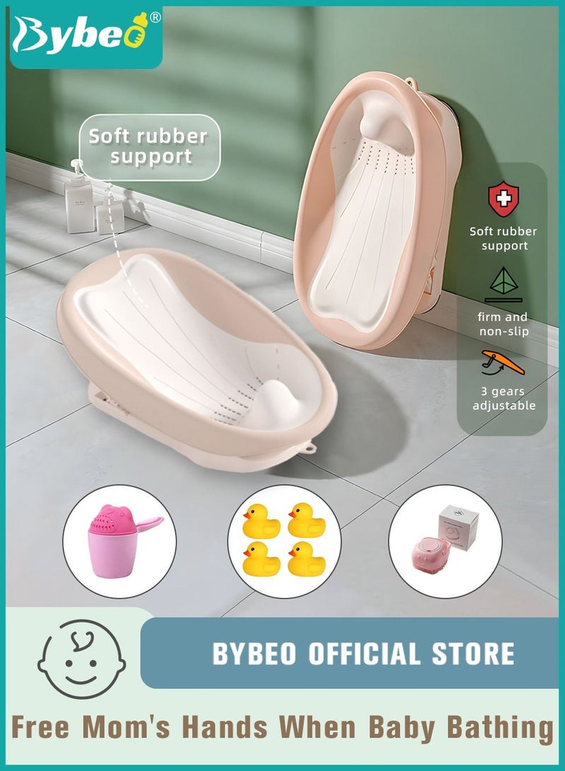 Foldable Baby Bath Chair With Washing Hair Shower Shampoo Cup For Newborn to Toddler Infant Bather Support Use in the Sink or Bathtub Includes 3 Reclining Positions