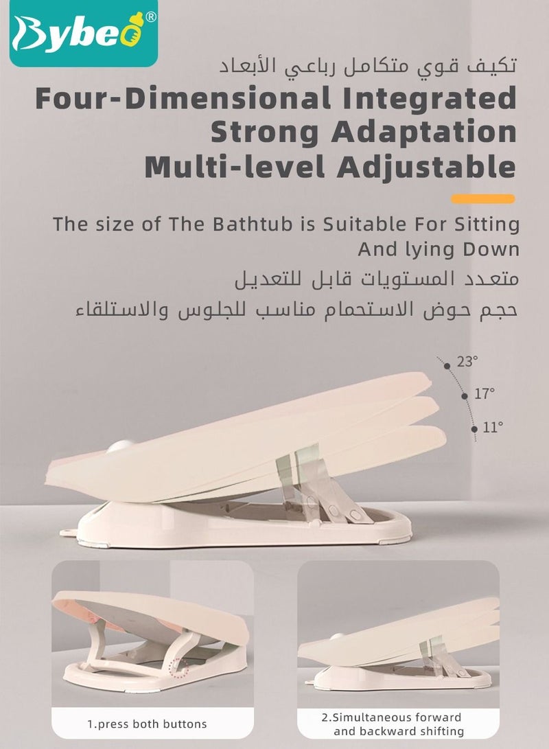 Foldable Baby Bath Chair, With Washing Hair Shower Shampoo Cup, For Newborn to Toddler, Infant Bather Support Use in the Sink or Bathtub, Includes 3 Reclining Positions