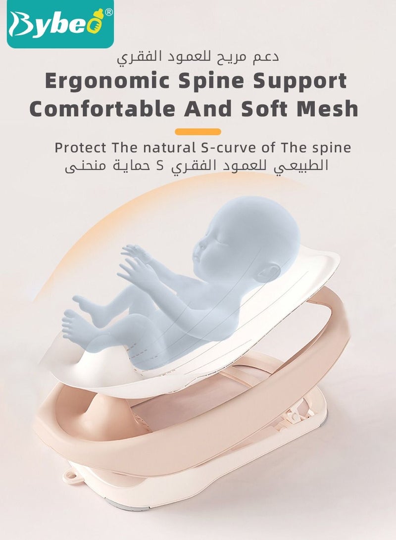 Foldable Baby Bath Chair, With Washing Hair Shower Shampoo Cup, For Newborn to Toddler, Infant Bather Support Use in the Sink or Bathtub, Includes 3 Reclining Positions