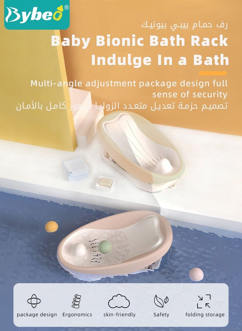 Foldable Baby Bath Chair, With Washing Hair Shower Shampoo Cup, For Newborn to Toddler, Infant Bather Support Use in the Sink or Bathtub, Includes 3 Reclining Positions