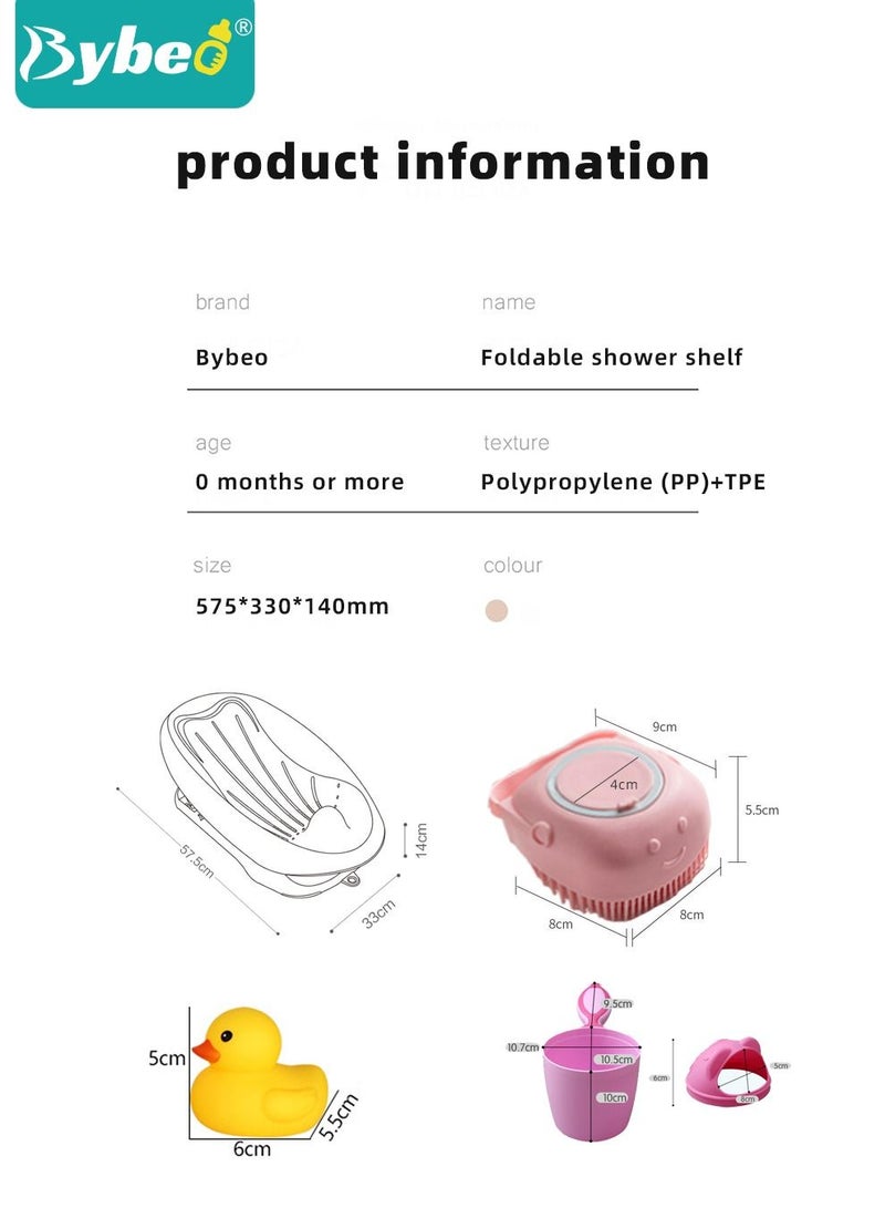 Foldable Baby Bath Chair, With Washing Hair Shower Shampoo Cup, For Newborn to Toddler, Infant Bather Support Use in the Sink or Bathtub, Includes 3 Reclining Positions