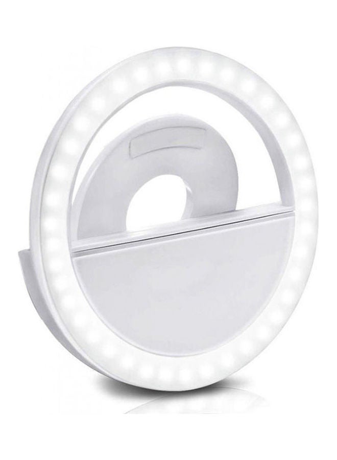 Clip On Selfie Ring Light Rechargeable With 36 LED For Smart Phone Camera Round Shape White
