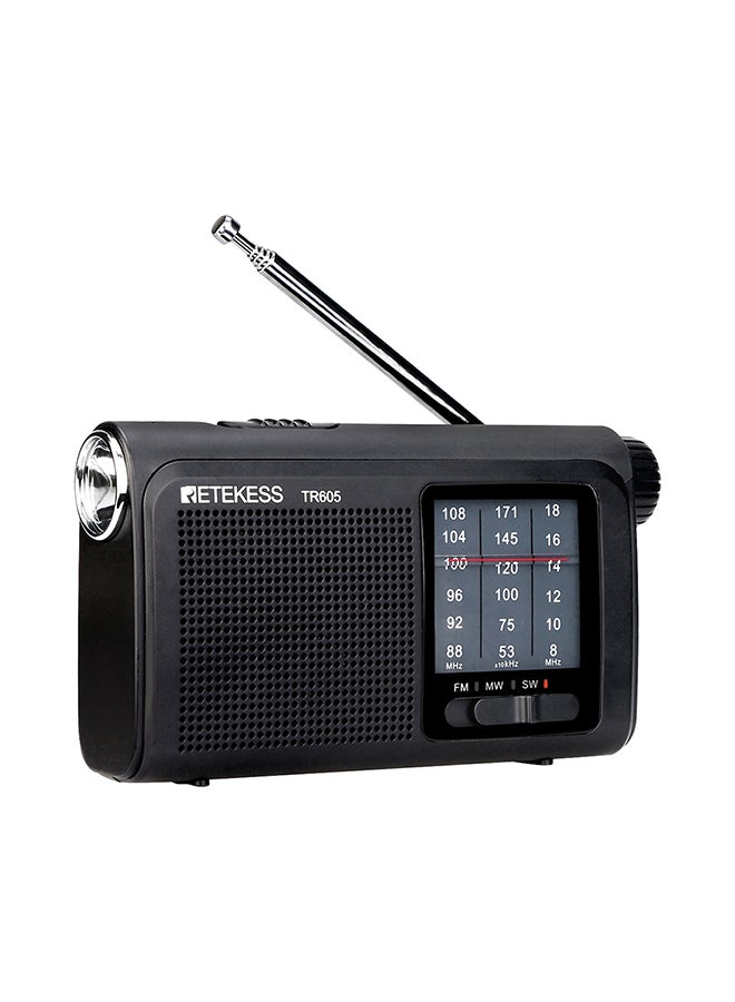 Portable Radio With Flashlight V6622 Black