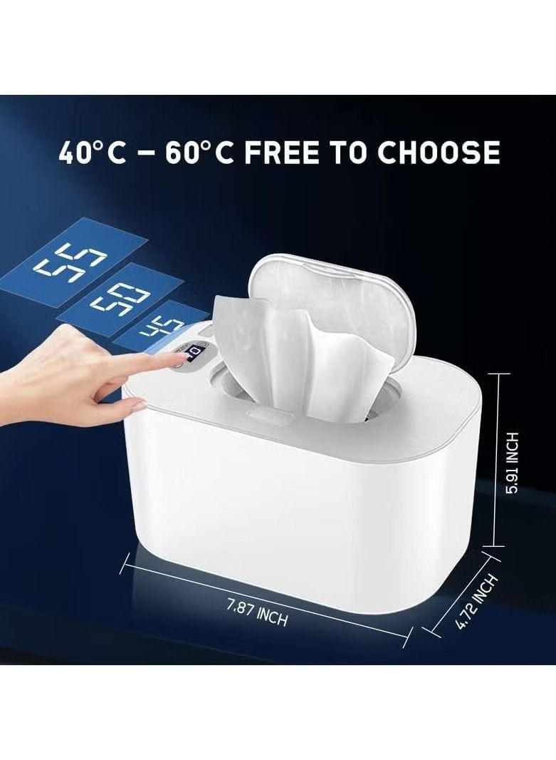 Wipe Warmer, Baby Wet Wipes Warmer and Dispenser, Large Capacity Wet Wipe Heater, Baby Wipes Heater Thermostat Wet Wipes Box Portable Wipes Heating Box Temperature Adjustable