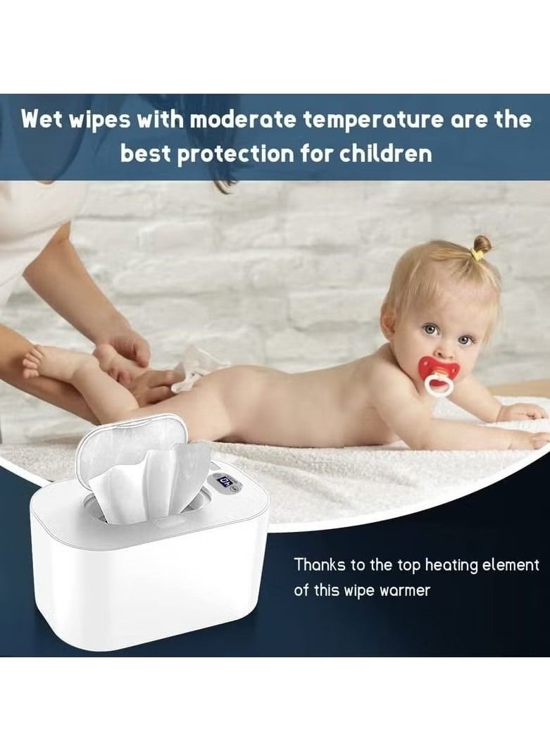 Wipe Warmer, Baby Wet Wipes Warmer and Dispenser, Large Capacity Wet Wipe Heater, Baby Wipes Heater Thermostat Wet Wipes Box Portable Wipes Heating Box Temperature Adjustable