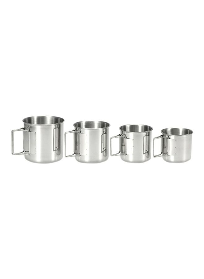 4 Piece Stainless Steel Camping Cup Set Small Cup 3, Medium Cup 3.3, Large Cup 3.7, Extra Large 4inch