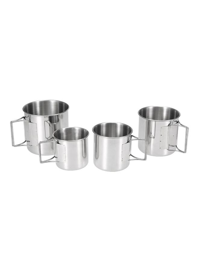 4 Piece Stainless Steel Camping Cup Set Small Cup 3, Medium Cup 3.3, Large Cup 3.7, Extra Large 4inch