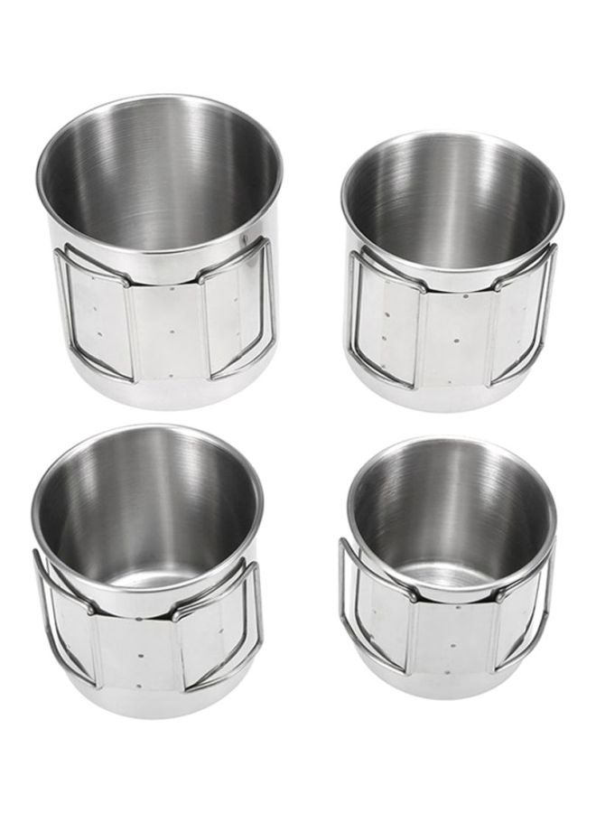 4 Piece Stainless Steel Camping Cup Set Small Cup 3, Medium Cup 3.3, Large Cup 3.7, Extra Large 4inch