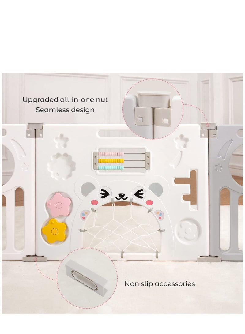 Baby Fence Safety Fence Foldable Activity Centre Safety Playground 14 Panels Dark Grey White